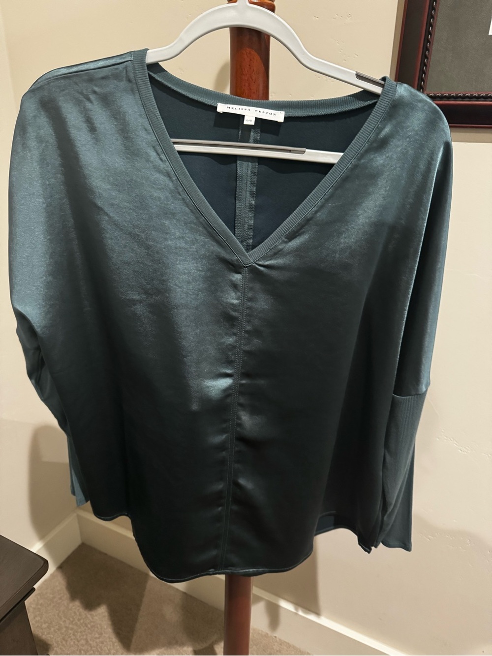 MELISSA NEPTON Teal V-Neck Long Sleeve Top